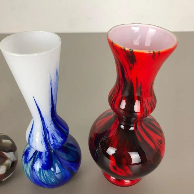 Glass Vintage Multicolored Opaline Florence Vases, Italy, 1970s, Set of 4 For Sale - Image 7 of 14