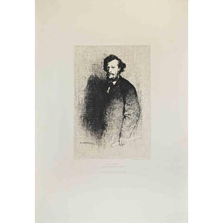 Theodule Ribot, Portrait of M.A.Cadart, Etching, 1870s For Sale