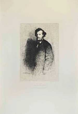 Theodule Ribot, Portrait of M.A.Cadart, Etching, 1870s