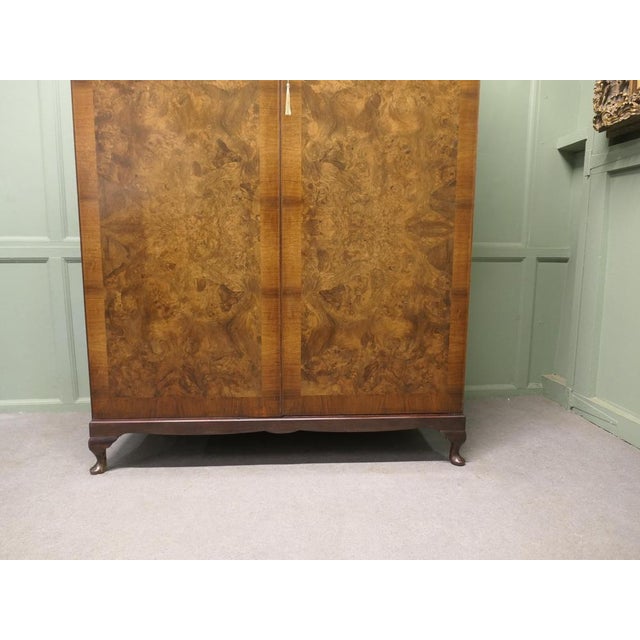 Wood Vintage Art Deco Bur Walnut Compact Shelved Wardrobe, 1930 For Sale - Image 7 of 8