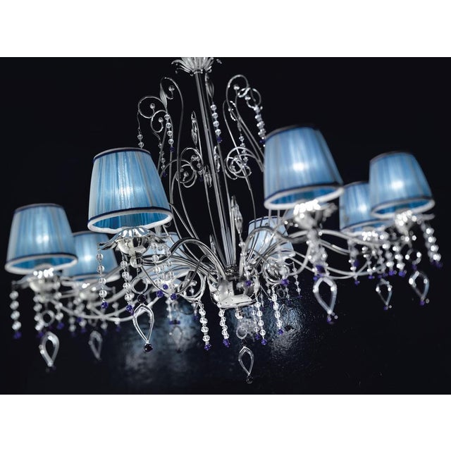 Fenice Crystal 8 Lights Chandelier in Polished Chrome and Glass by Aggiolight For Sale - Image 10 of 11