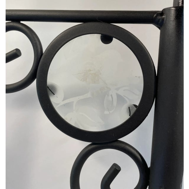 Mid 20th Century Vintage Black Iron Hanging Basket Holder Rack For Sale - Image 5 of 7
