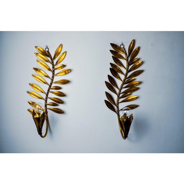 Gold Golden Floral Sconces by Ferro Arte, Spain, 1980s, Set of 2 For Sale - Image 8 of 8