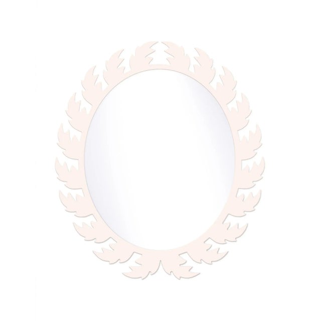 Contemporary Fleur Home Audubon Oval Mirror in Frosted Petal, 32x37 For Sale - Image 3 of 3