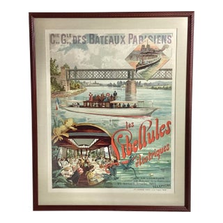 Vintage Framed Poster "Les Libellules Électriques" 1896 For Sale
