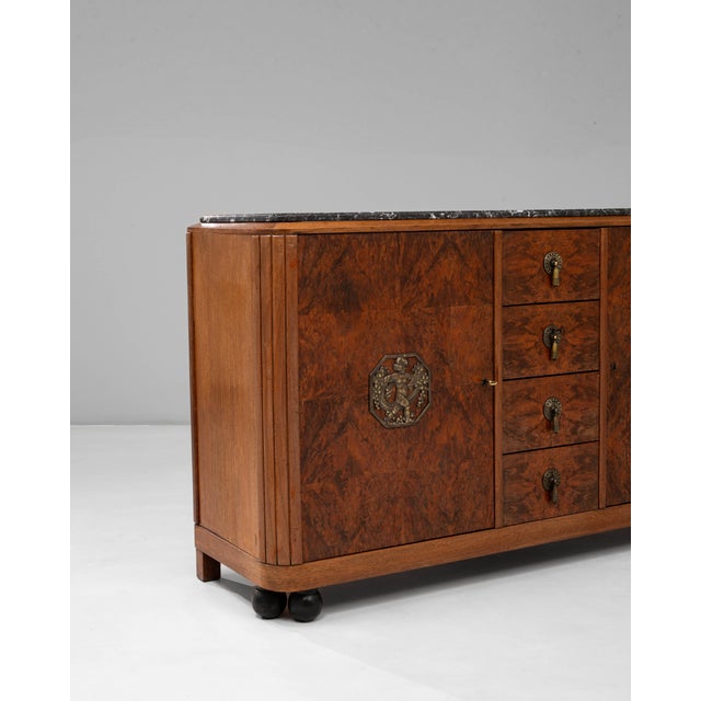 1920s Art Deco Wooden Sideboard with Marble Top For Sale In Greensboro - Image 6 of 18