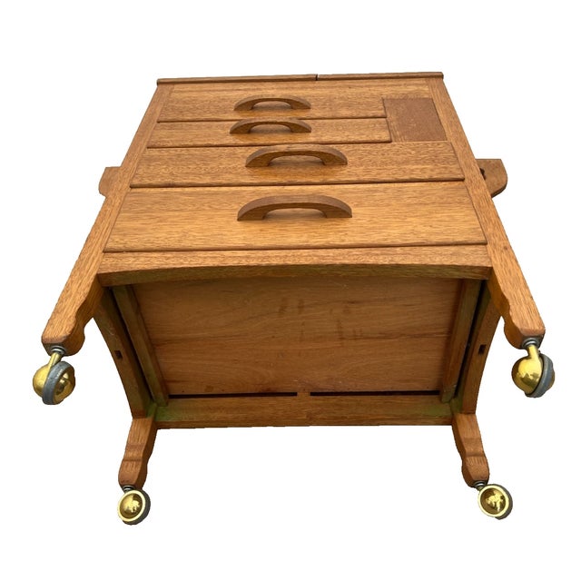 Mid Century Sewing Artist Cabinet, Four Drawers, Top Storage Bins, Expanding Top For Sale - Image 11 of 11