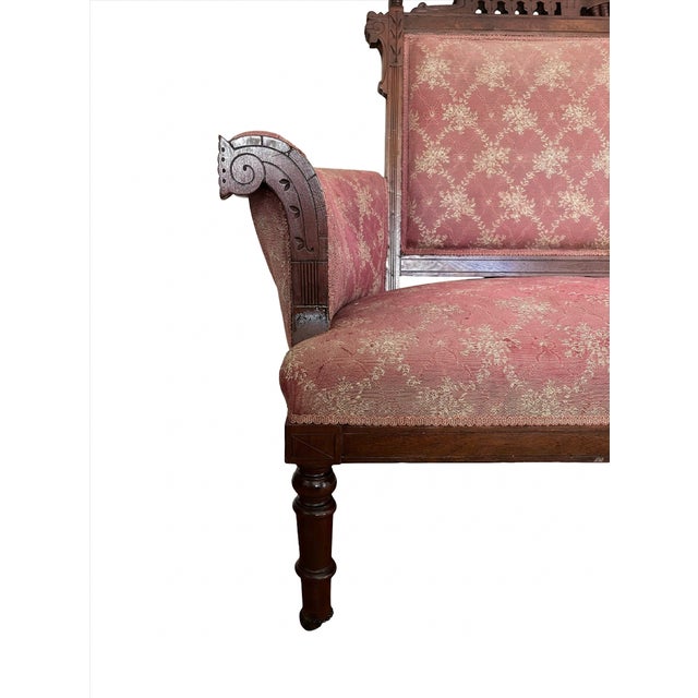 Victorian Antique Victorian Eastlake Settee (19th C.) For Sale - Image 3 of 6