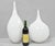 Decorative Modern White Bulbous Art Glass "Teardrop" Vessel Vases by Lazy Susan - 2 Pc Set. Circa Early 21st Century....