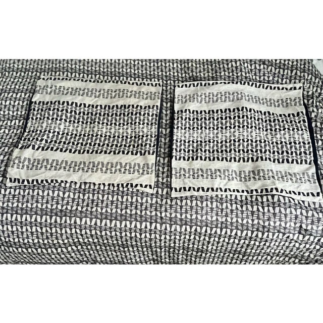 Contemporary West Elm Black & Ivory Organic Cotton Duvet Cover & Two Euro Shams, Set of 3 For Sale - Image 3 of 10