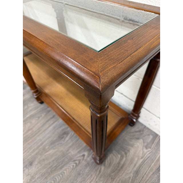 Wood Vintage Mid Century Traditional Walnut Console Table Hall Table For Sale - Image 7 of 13