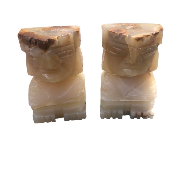 Vintage Aztec Onyx Stone Aztec Mayan Bookends For Sale - Image 11 of 11