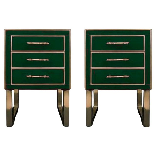 Handmade Bedside Tables in Glass and Brass from Justfurnituress SRL, Set of 2 For Sale - Image 10 of 10