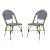 Indoor-Outdoor French Bistro Stacking Side Chair in Navy & White & Light Brown - a Pair For Sale