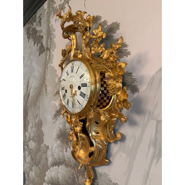 French Antique French Loui XVI Period Cartel Wall Clock For Sale - Image 3 of 12
