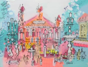 Palais Garnier Plaza II, Charles Cobelle Acrylic on Canvas Painting