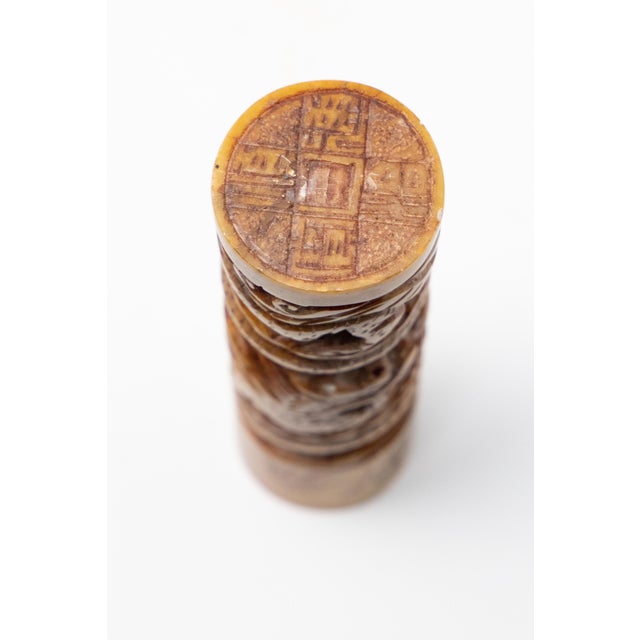 Tan Chinese Soapstone Hand Carved Chop Seal For Sale - Image 8 of 11