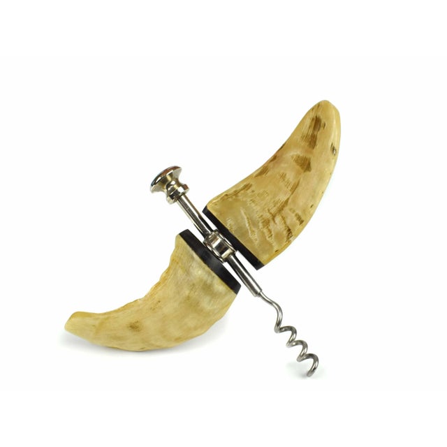 Stunning unique natural ram horn handle wine bottle opener with metal screw. Great piece to display on bar, on your drink...
