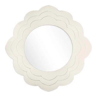 Fleur Home Audubon Magnolia Circle Mirror in Swiss Coffee, 30x30 For Sale