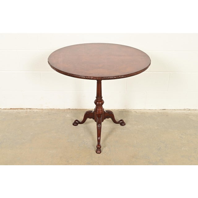 Smith & Watson Georgian Mahogany and Burl Wood Pedestal Tea Table For Sale - Image 14 of 14