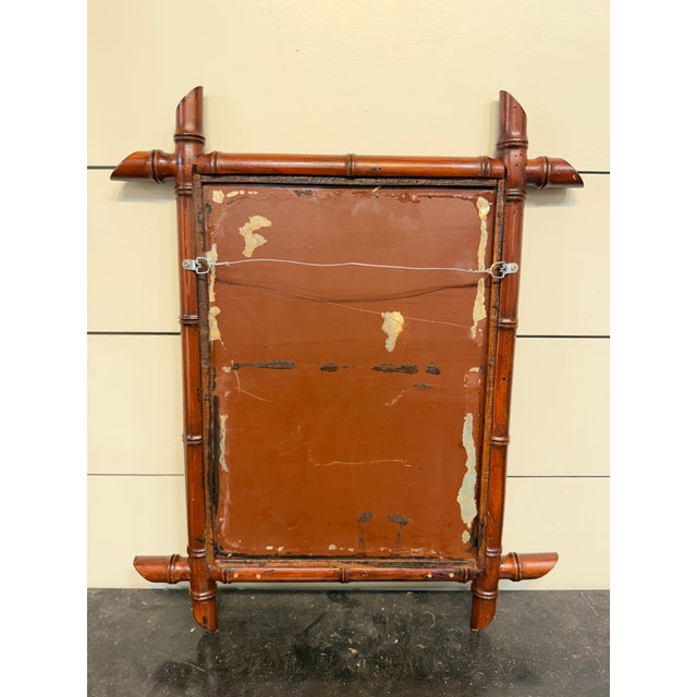 Chinoiserie Antique Faux Bamboo Mirror For Sale - Image 3 of 6