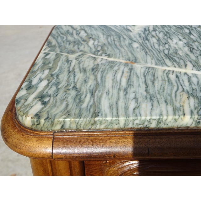 Antique Louis XV Style Walnut Bedside Table with Marble Top, 1950s For Sale - Image 12 of 18