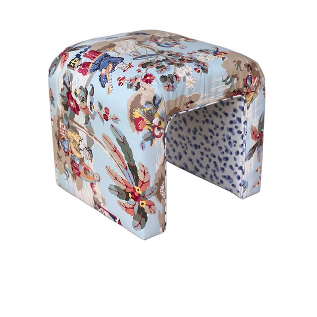 Contemporary Waterfall Bench in Brunschwig and Fils For Sale - Image 13 of 16