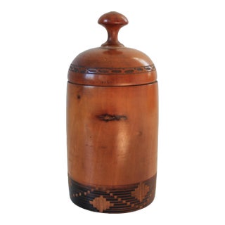 Vintage Hand-Turned Wooden Lidded Jar For Sale