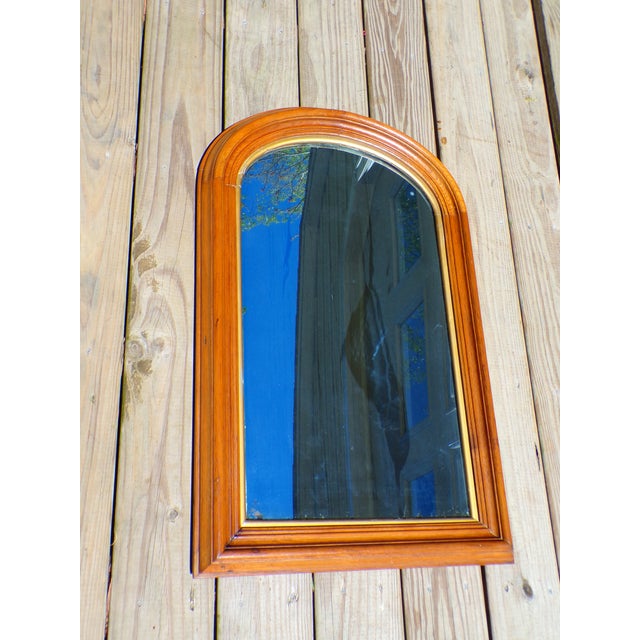 Large Antique Arched Top Hall Pier Mirror Victorian Tombstone Mirror with Gold Gilt Liner, Early 1900's. Wall mirror that...