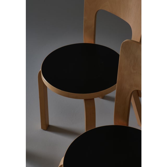 Vintage Model 66 Chairs in Laminated Birch by Alvar Aalto for Artek, 1960s, Set of 4 For Sale - Image 6 of 17