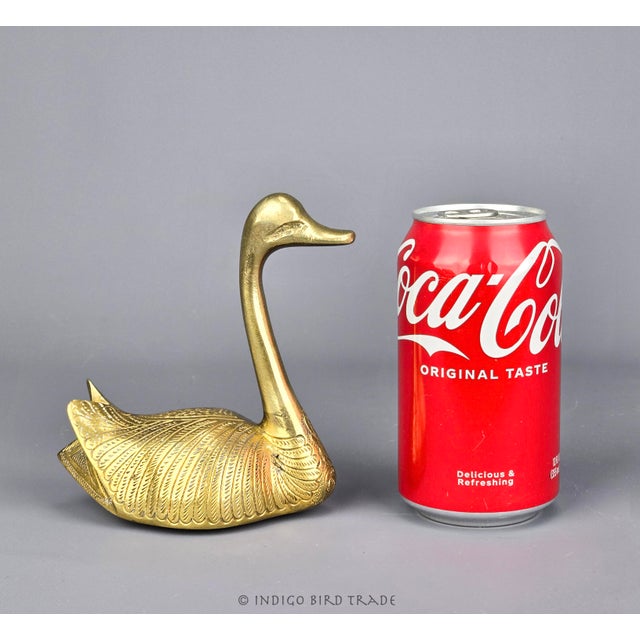 Mid 20th Century Art Deco Etched Brass Swan Sculpture For Sale - Image 4 of 5