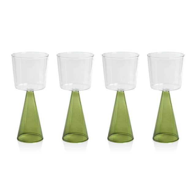 Viterbo Wine White Wine Glasses - Green, Set of 4 For Sale - Image 4 of 4