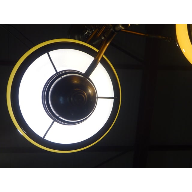 Large Vintage Three-Light Chandelier in Brass, Iron, and Glass, 1970s For Sale - Image 4 of 16