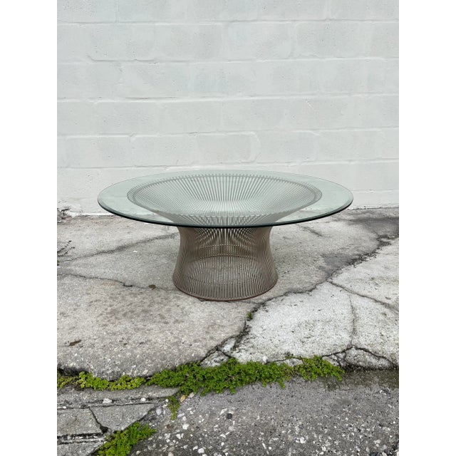 Warren Platner Mid Century Modern Coffee Table With Round Glass Top | Warren Platner For Sale - Image 4 of 12