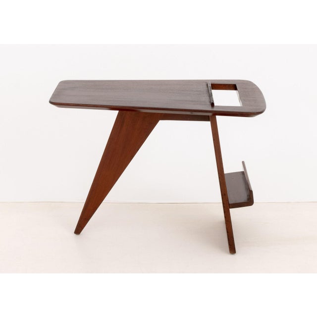 Jens Risom (Danish/American, 1916-2016) Walnut Magazine Table, pierced top above small shelf on tapered legs, "Jens Risom...