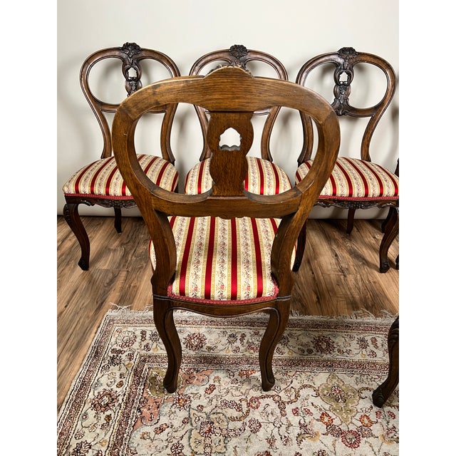 Vintage Suite of Six Centennial Victorian Style Walnut Balloon Back Dining Chairs C. 1940 For Sale - Image 12 of 12