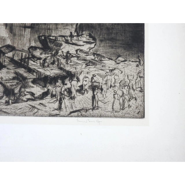 1926 etching on paper by Sir Frank Brangwyn (1867- 1956) Britain of Tarn river at Albi, France. Signed in pencil lower...