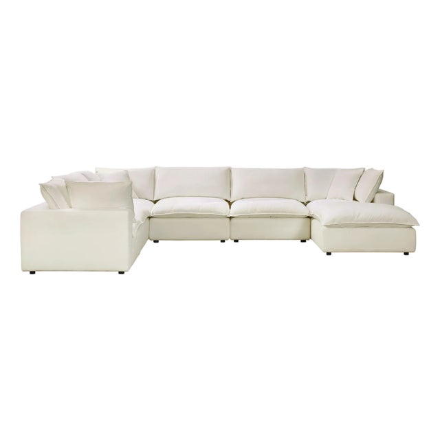 Wood Cali Natural 7-Piece Performance Fabric Modular Large Chaise Sectional For Sale - Image 7 of 7