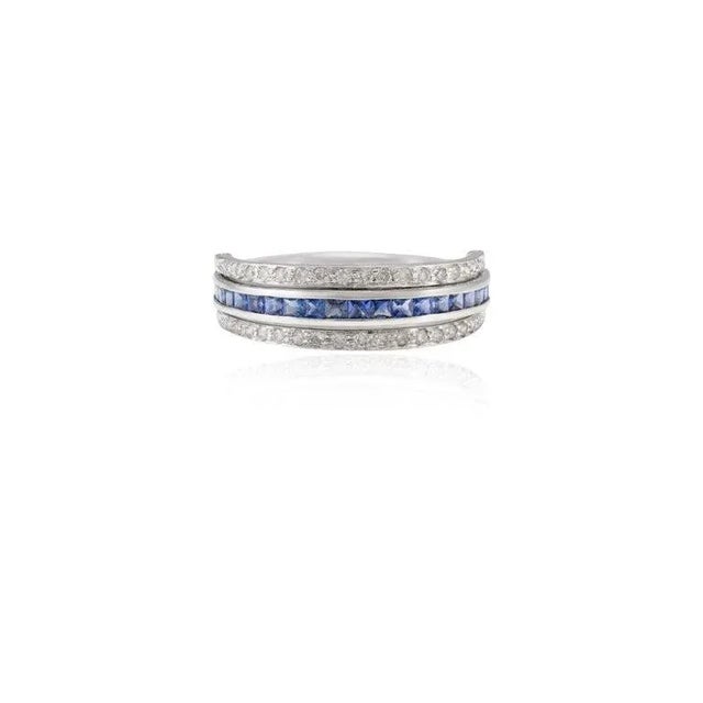This is part of Chairish’s Fine Jewelry assortment. Multi Sapphire and Diamond Reversible Ring in 18K Gold featuring...