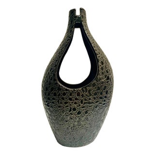 1960s Mid Century Modern Black Vase For Sale