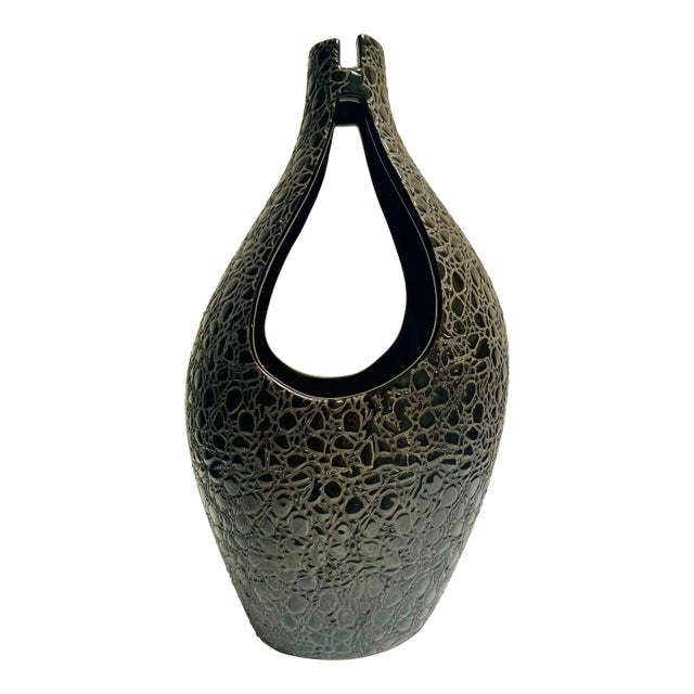 1960s Mid Century Modern Black Vase For Sale