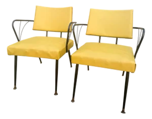Pair of Vintage Viko Mid-Century Modern Mustard Yellow Armchairs, Circa 1975