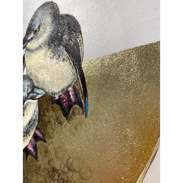Anastasia Gklava, Baby Penguins, Oil Painting with Gold Leaf on Round Canvas, 2025 For Sale - Image 11 of 18