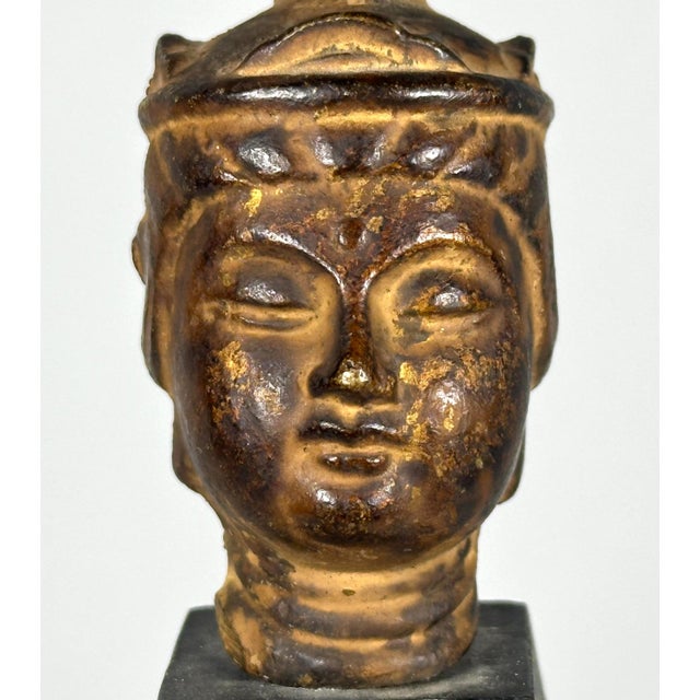 Antique Thai Bronze Buddha Head Fragment - 19th Century Sculpture For Sale - Image 4 of 10