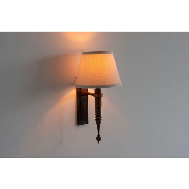 Bronze Custom French Single Library Sconce in Solid Brass, 2000c - a Pair For Sale - Image 8 of 9