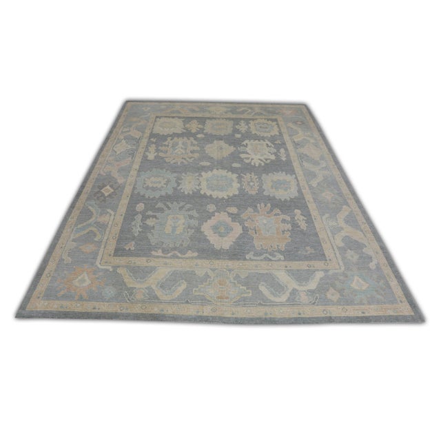 Gray Colorful Handwoven Turkish Oushak Rug 7'10" X 10' For Sale In Houston - Image 6 of 7