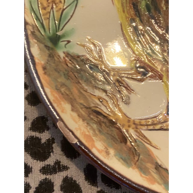 Vintage Portuguese Low Relief Pottery Rooster Plates For Sale - Image 11 of 12