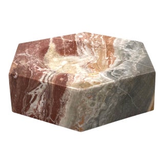 Modern Hexagonal Multicolored Marble Ashtray Bowl, Italy, 1970s For Sale
