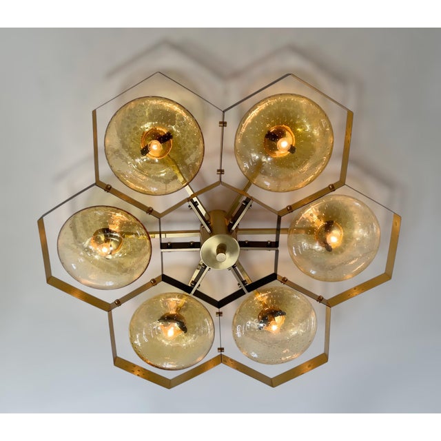21st Century Hive Bi-Color Amber Bubbles Murano Flush Mount by Fabio LTD For Sale - Image 6 of 7