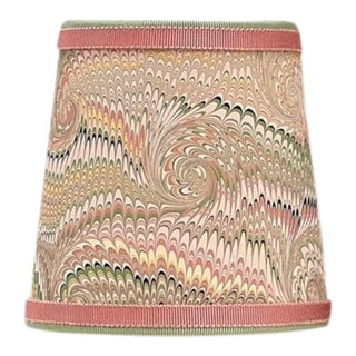 Mauve and Soft Green Marbled Paper Chandelier Shade - 3”x5”x5” For Sale